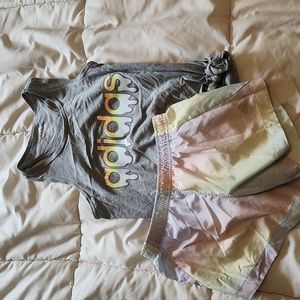 Adidas pastel tank top and shorts matching set